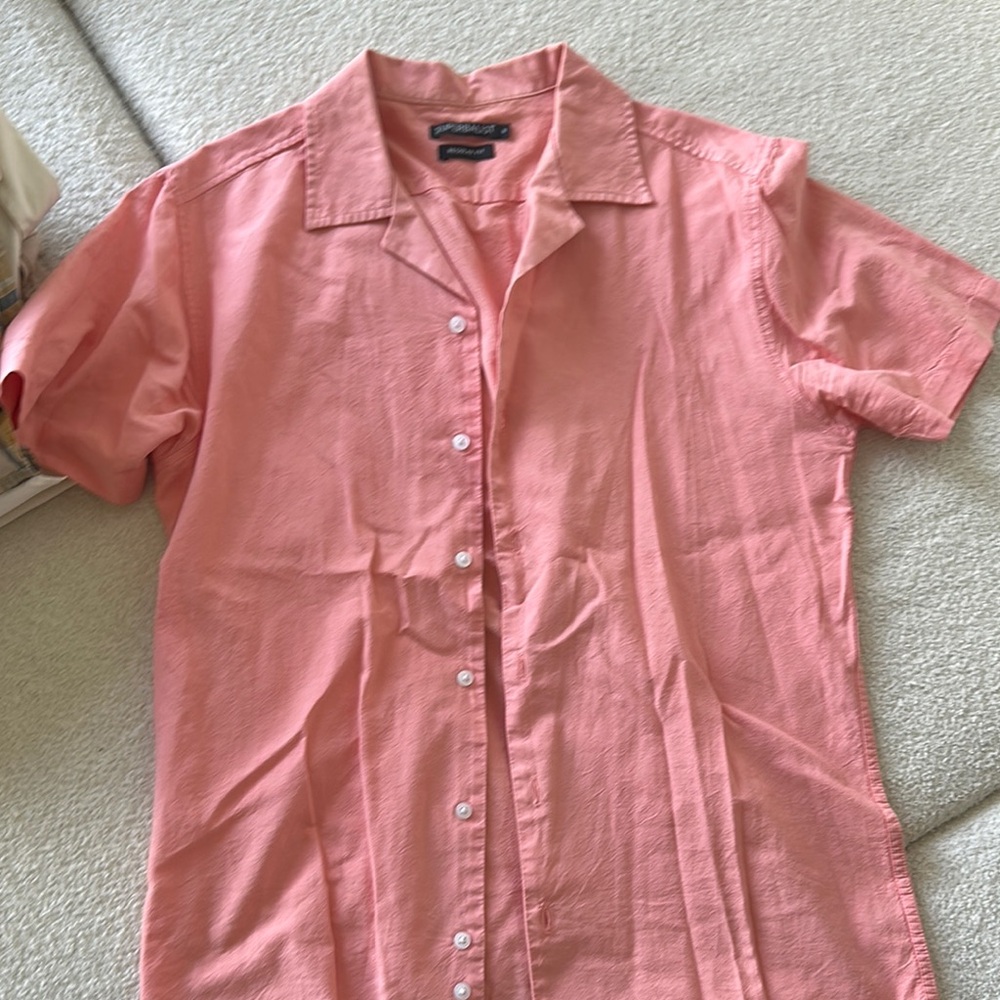Pink Short Sleeve Button-Up Shirt